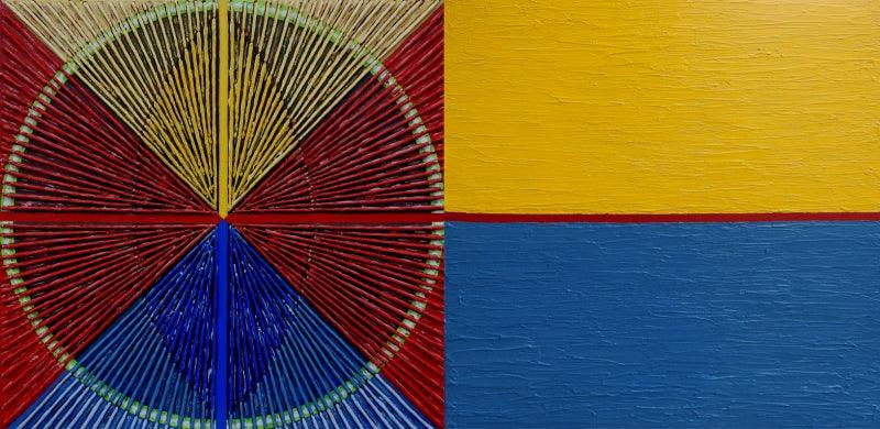 Abstract acrylic painting titled 'Untitled 183', 24x48 inches, by artist Sandesh Khule on Canvas