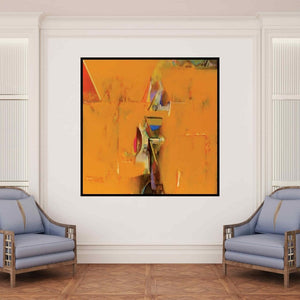 In-situ view of Shrikant Kadam's 'Untitled 190 (Golden Horizon)' painting in a room