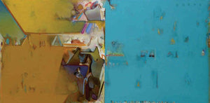 Abstract acrylic painting titled 'Untitled 191', 36x72 inches, by artist Shrikant Kadam on Canvas