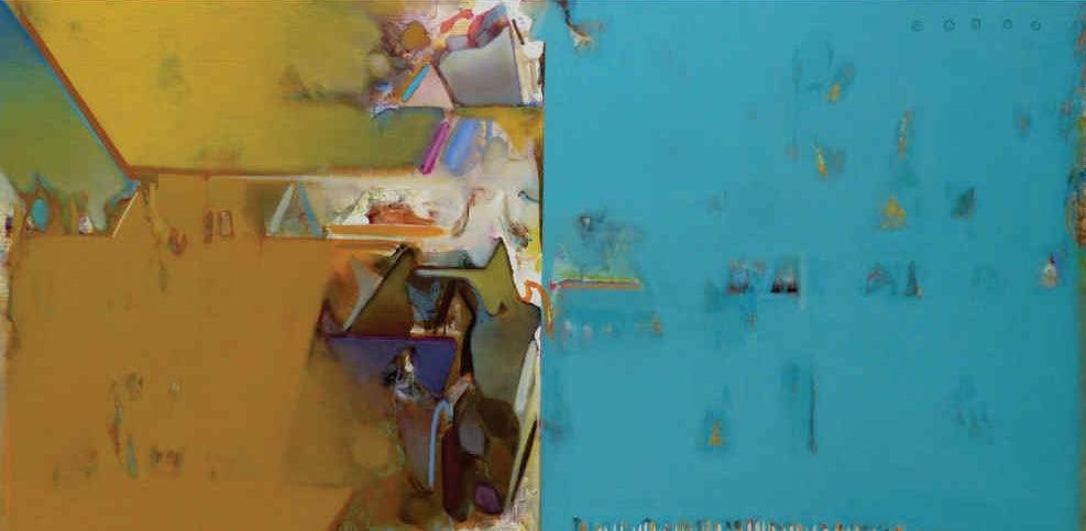 Abstract acrylic painting titled 'Untitled 191', 36x72 inches, by artist Shrikant Kadam on Canvas