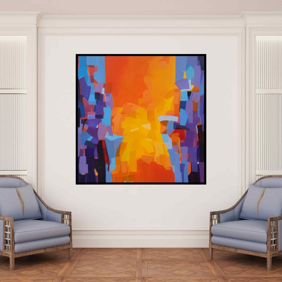 In-situ view of Padmakar Santape's 'Untitled 2 (The Divide)' painting in a room