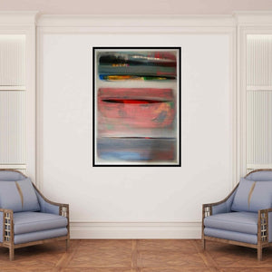 In-situ view of Yashwant Pawar's 'Untitled 2 (Layered Abstraction)' painting in a room