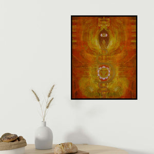 Keshav Kasar's 'Untitled 2 (Kundalini Awakening)' painting visualized above a sofa in a contemporary room.