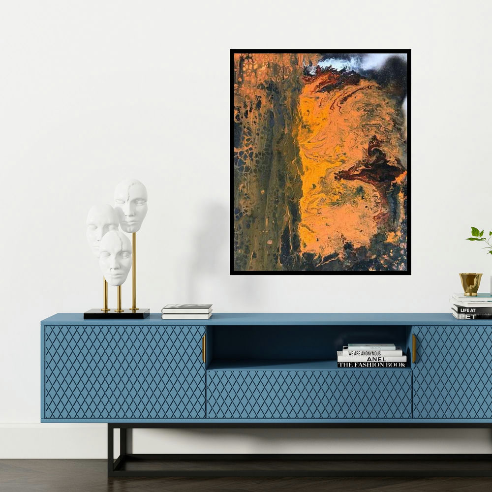 'Untitled 2' painting by Kartikey Sharma shown on a wall in a furnished room.