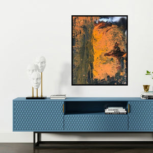 'Untitled 2' painting by Kartikey Sharma shown on a wall in a furnished room.