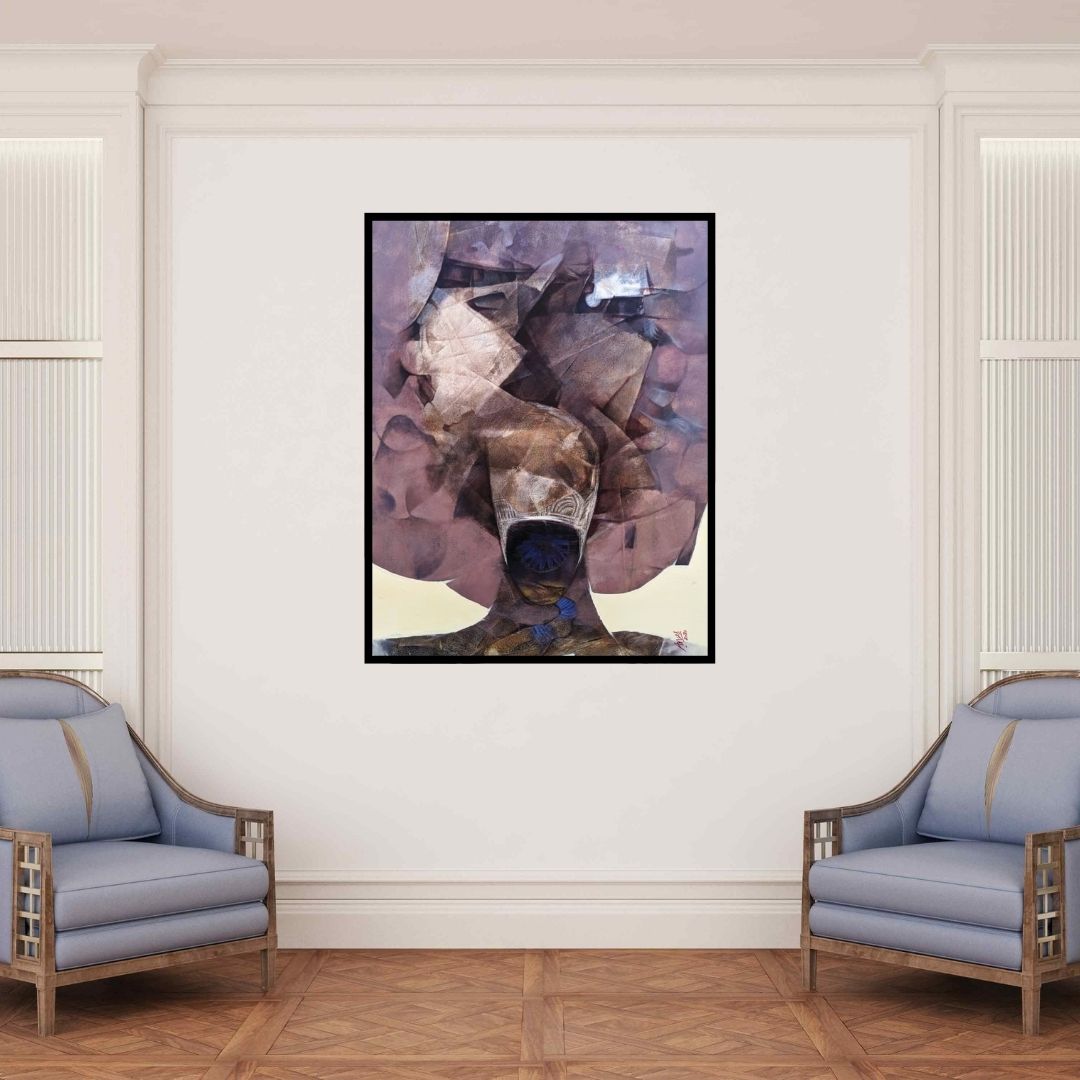 In-situ view of Anas Sultan's 'Untitled 2' painting in a room