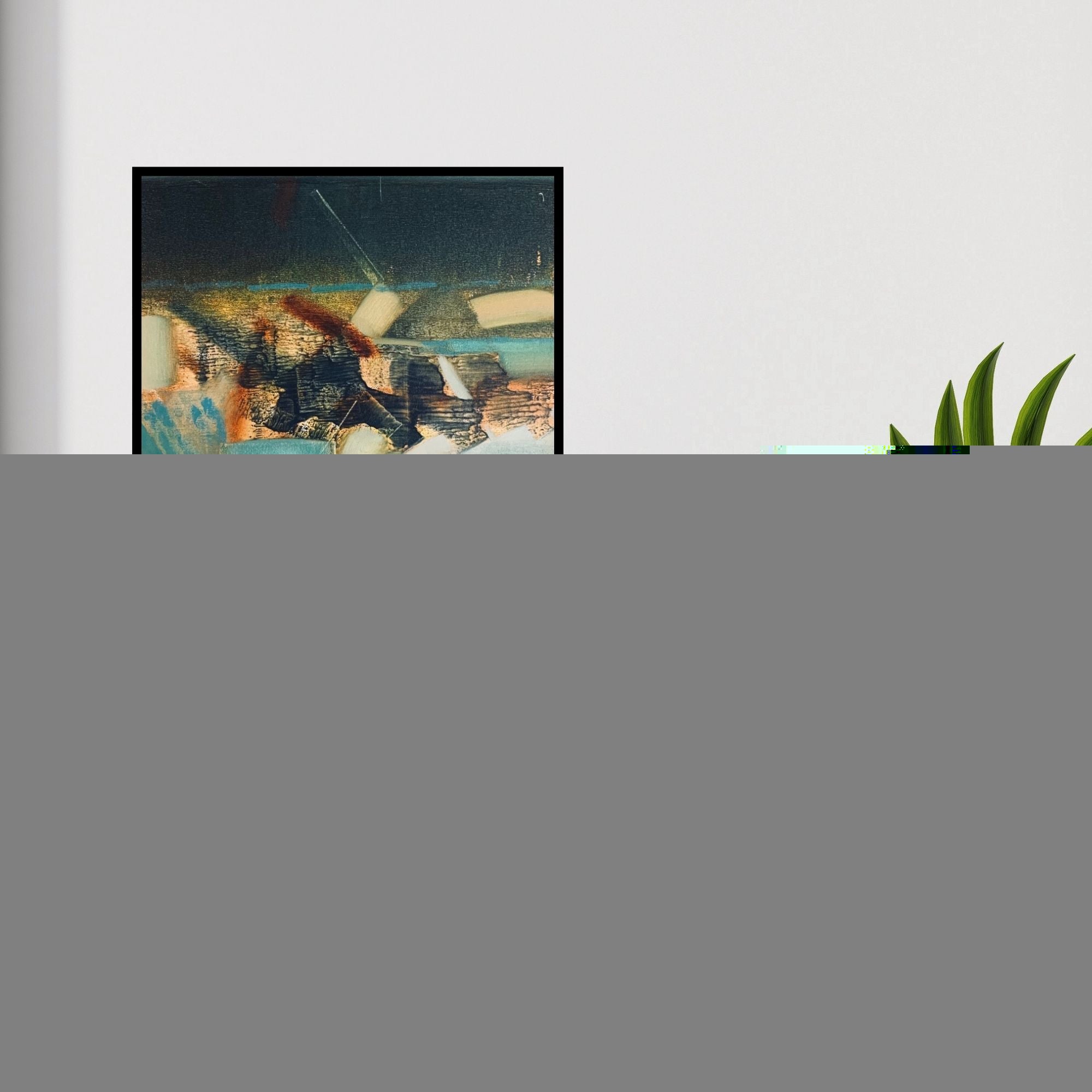 In-situ view of Harshit Bondre's 'Untitled 2 (Night Journey)' painting in a room