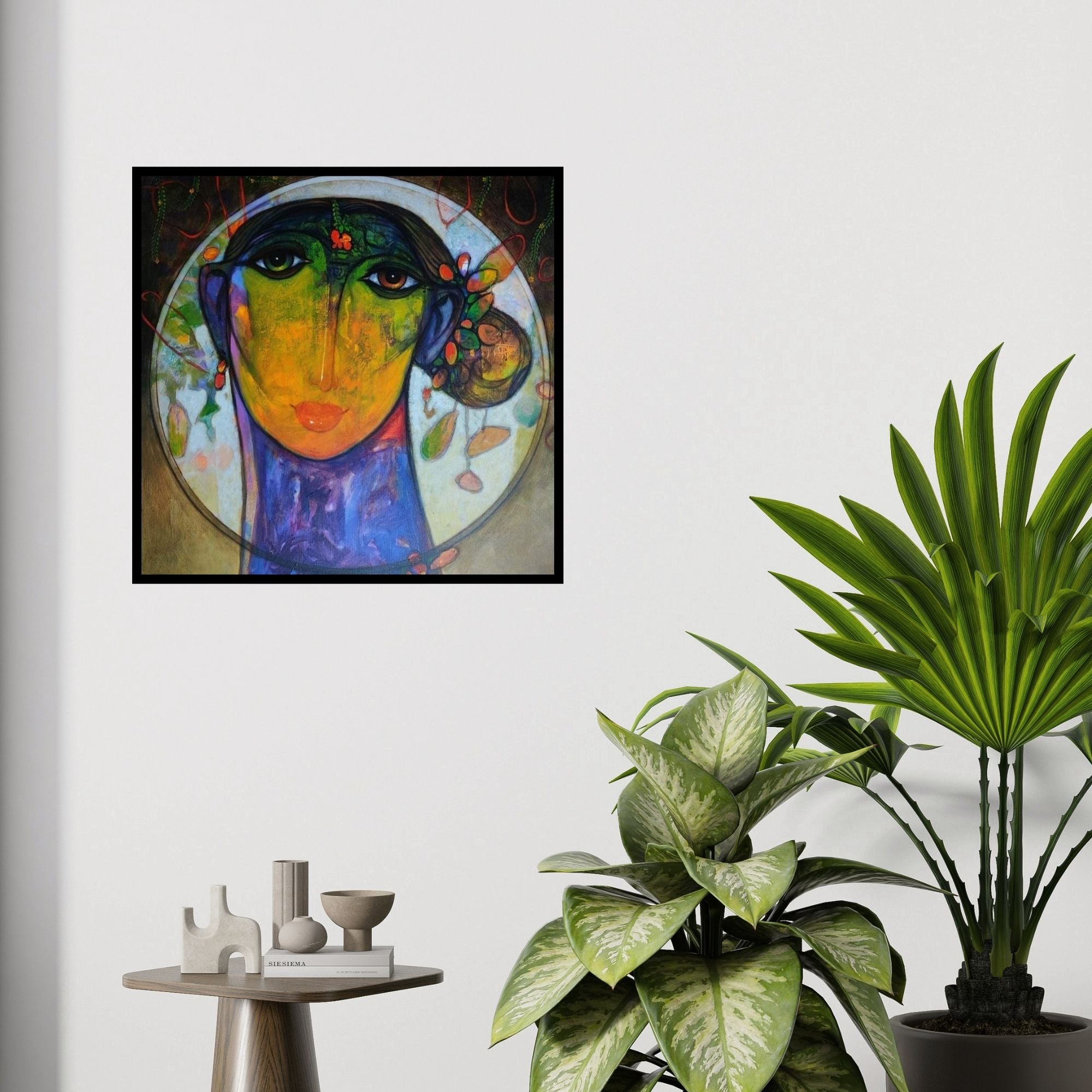 In-situ view of Ramesh Gujar's 'Untitled 2 (The Mystical Gaze)' painting in a room