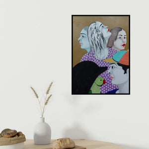 Rajesh Salagaonkar's 'Untitled 2' painting visualized above a sofa in a contemporary room.