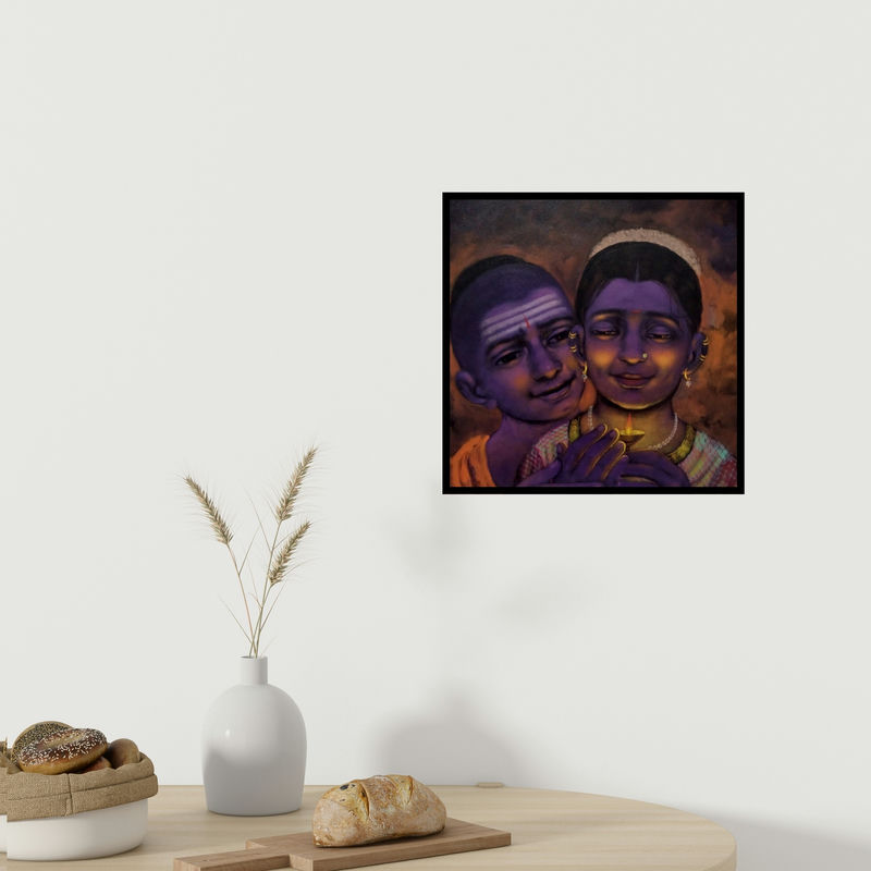 In-situ view of Apet Pramod's 'Untitled 2 (Vibrant Hues of Pramod Apet)' painting in a room