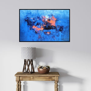 In-situ view of Dnyaneshwar Dhavale's 'Untitled 2 (Cosmic Collision)' painting in a room