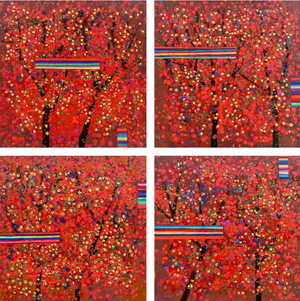 Untitled 2' abstract acrylic painting by artist Rambali Prajapati, 36x36 inch, on canvas