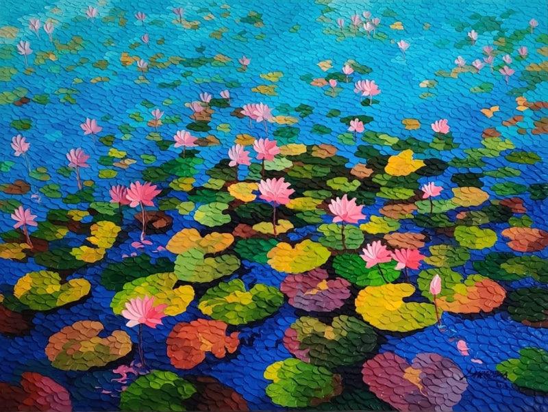 Nature acrylic painting titled 'Untitled 2', 36x48 inches, by artist Shraddha More on Canvas