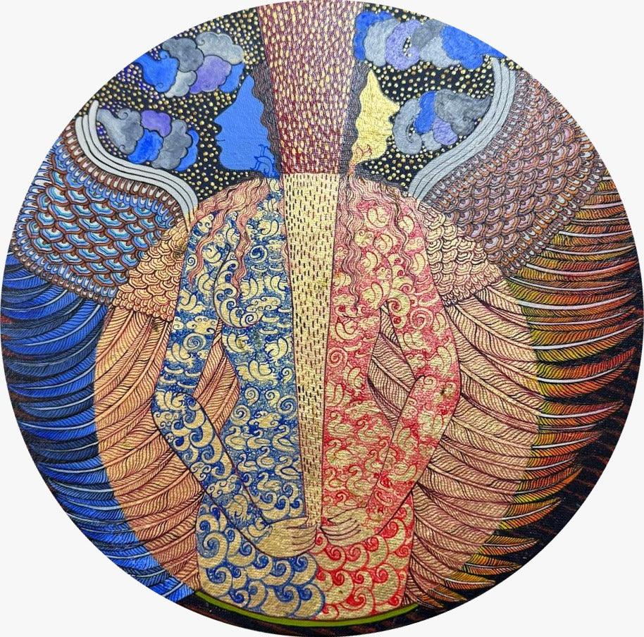 contemporary mixed media painting titled 'Untitled 2', 12x12 inches, by artist Seema Kohli on Canvas