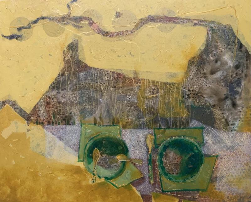 Abstract oil painting titled 'Untitled 2', 30x36 inches, by artist Shadab Kazi on Linen