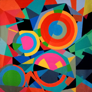 Abstract acrylic painting titled 'Untitled 2', 24x24 inches, by artist Prasanta Acharjee on Canvas