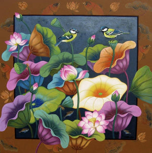 Nature acrylic painting titled 'Untitled 2', 24x24 inches, by artist Nur Ali on Canvas