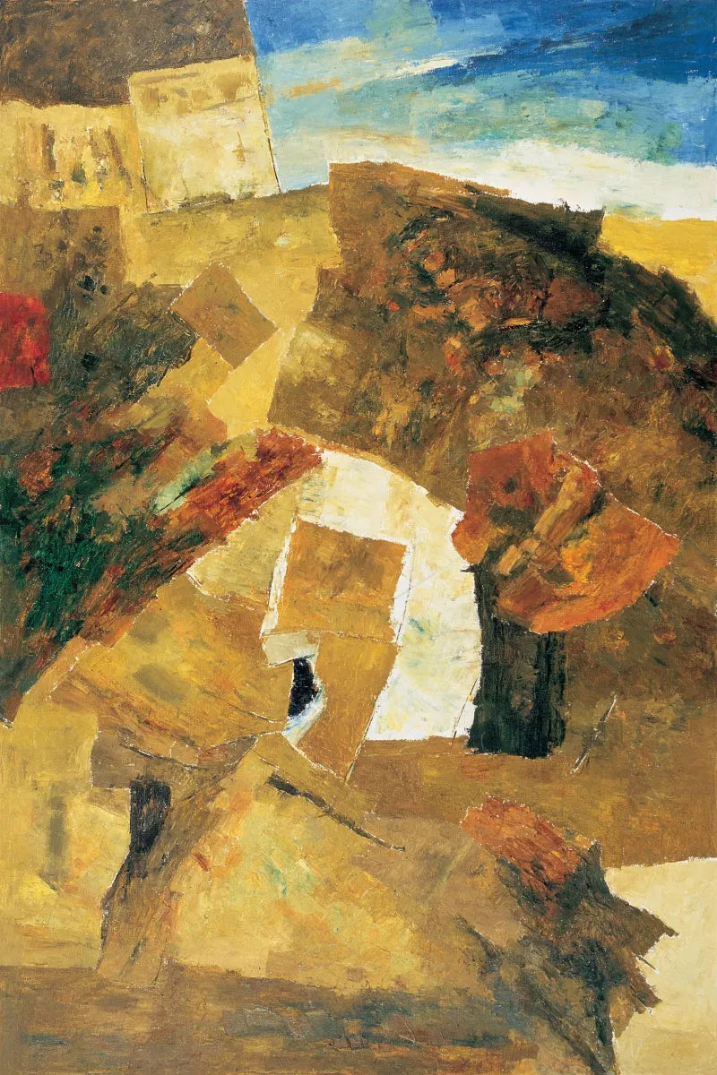 Landscape serigraphs painting titled 'Untitled 2', 44x30 inch, by artist Ram Kumar on Paper