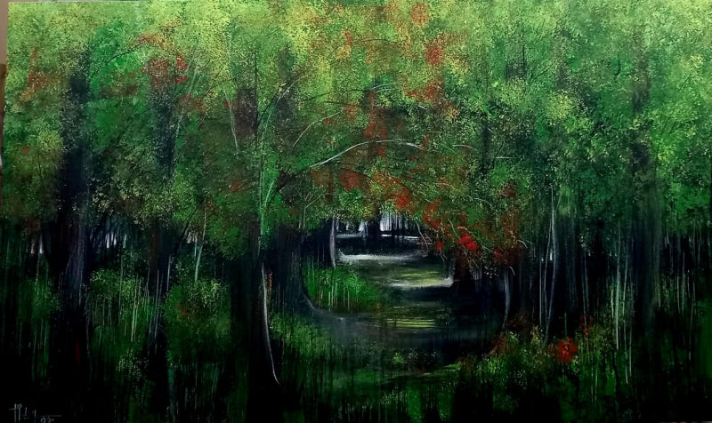 Nature acrylic painting titled 'Untitled 2', 30x50 inch, by artist Malay Das on Canvas