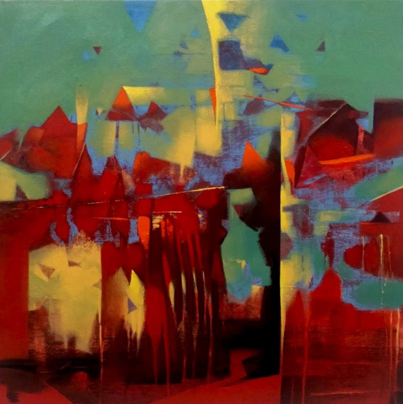 Untitled 2' abstract acrylic painting by artist Divyesh Bagdawala, 24x24 inch, on canvas