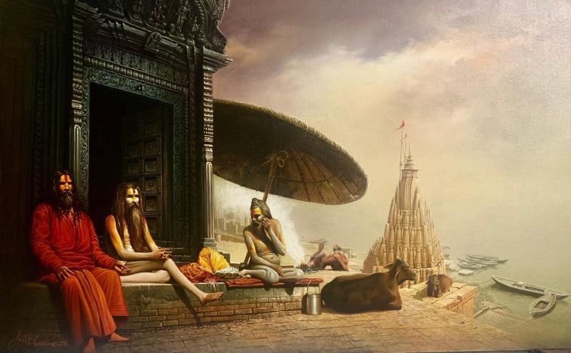 Untitled 2' religious oil painting by artist Amit Bihar, 30x48 inch, on canvas