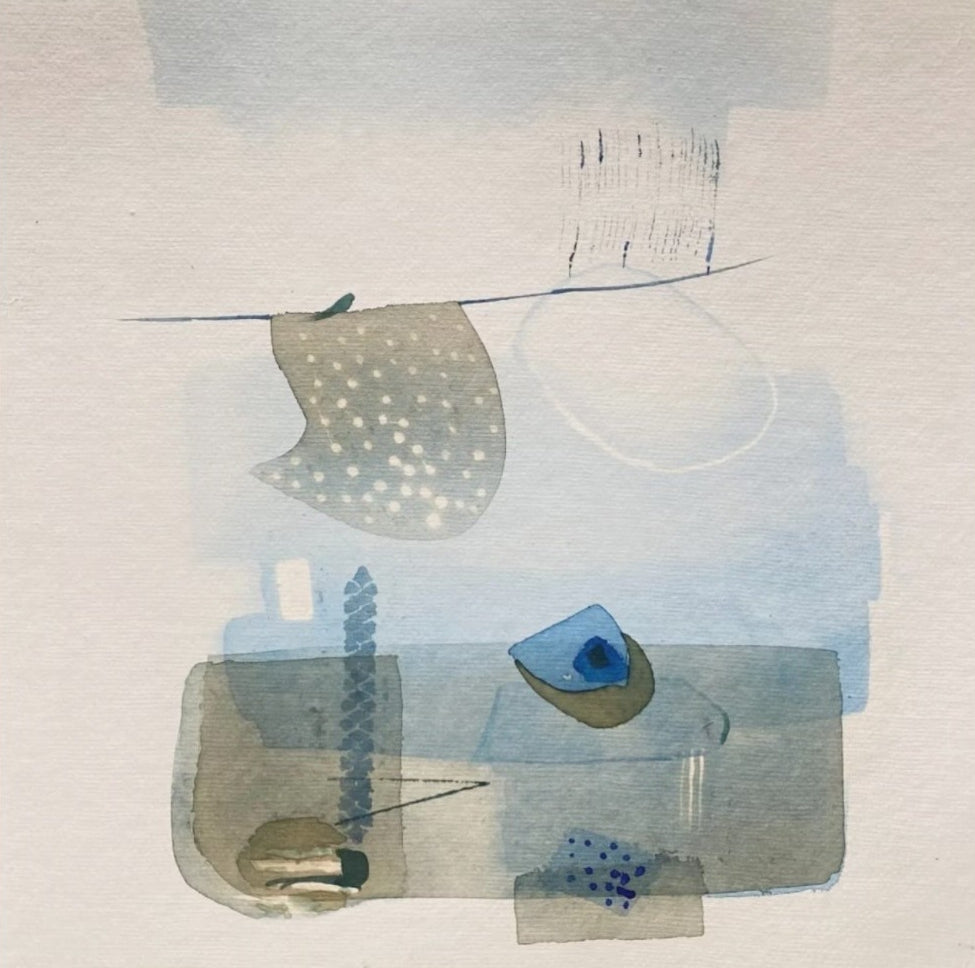 Untitled 2' abstract mixed-media painting by artist Veena Jain, 10x10 inch, on paper