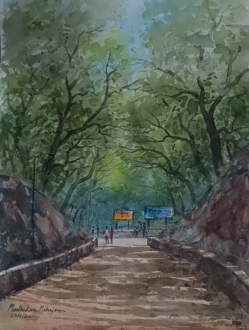 Untitled 2' nature watercolor painting by artist Madhukar Mahajan, 20x14 inch, on paper