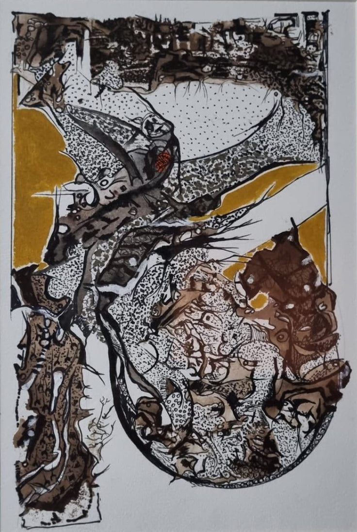 Untitled 2' contemporary acrylic-ink painting by artist Tabassum Yusuf, 14x11 inch, on paper