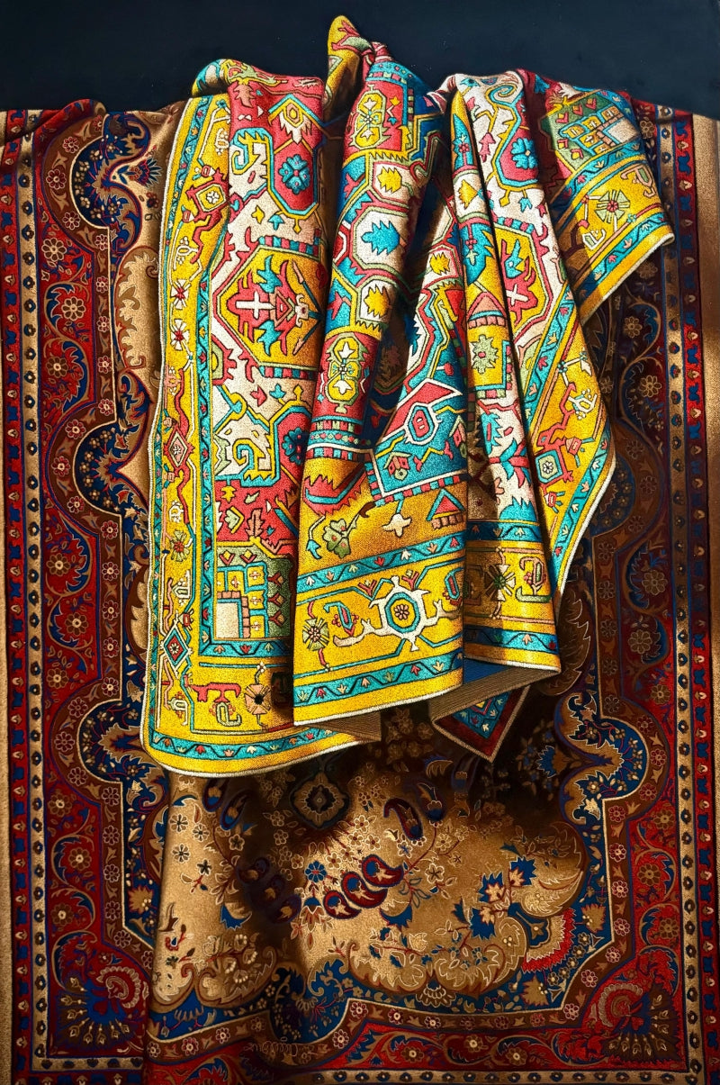 Untitled 2' still-life mixed-media painting by artist Shashikant Dhotre, 60x40 inch, on paper