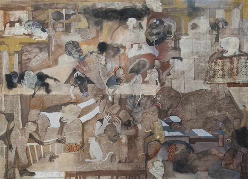Untitled 2' contemporary mixed-media painting by artist Susmita Chowdhury, 36x48 inch, on canvas