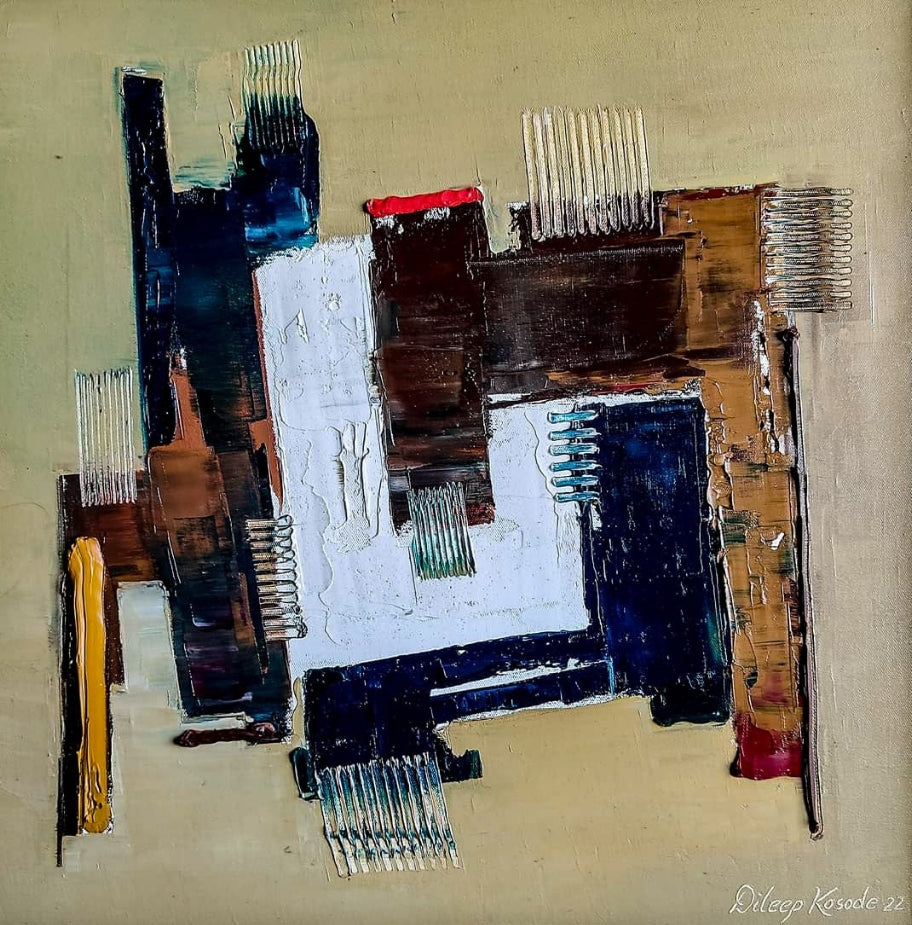 'Untitled 2' abstract oil painting by artist Dileep Kosode, 20x20 inch, on canvas