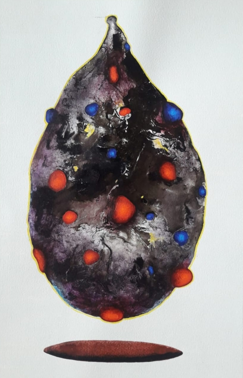 'Untitled 2' contemporary mixed-media painting by artist Raosaheb Gagare, 24x16 inch, on paper