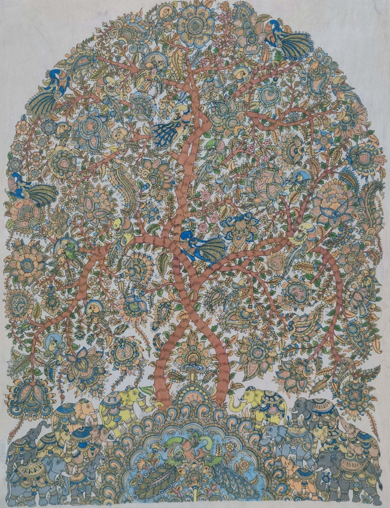 'Untitled 2' nature mixed-media painting by artist Harinath N, 53x49 inch, on cloth