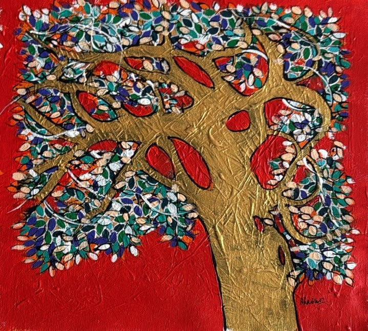 'Untitled 2' nature acrylic painting by artist Bhaskar Rao, 12x12 inch, on canvas