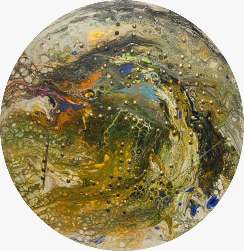 'Untitled 2' contemporary mixed-media painting by artist Kislay Vora, 24x24 inch, on canvas