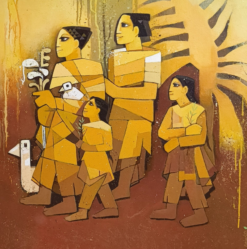 Untitled 2' figurative acrylic painting by artist Anindita Singh, 30x30 inch, on canvas