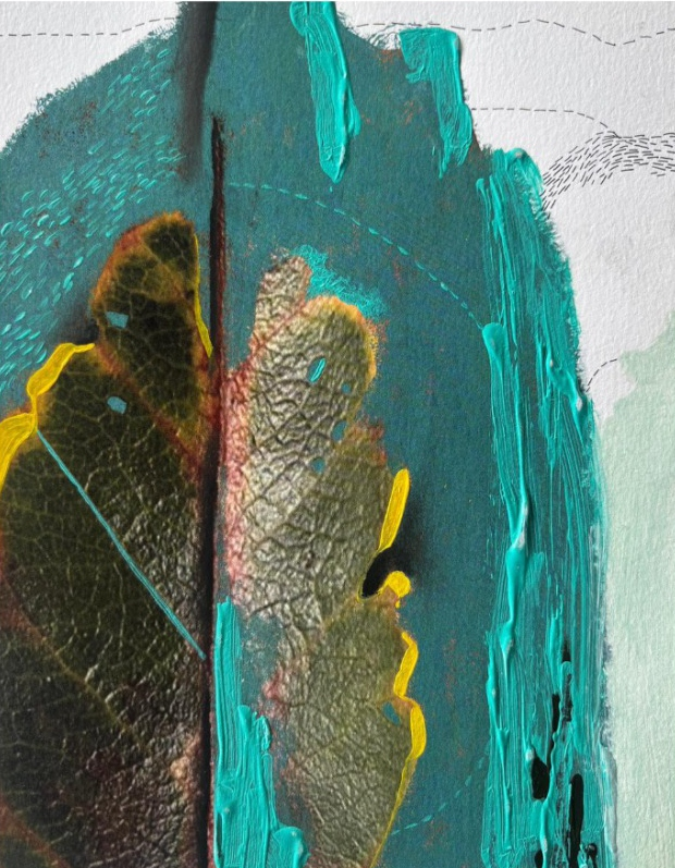 Untitled 2' contemporary mixed-media painting by artist Makarand Rane, 9x7 inch, on paper