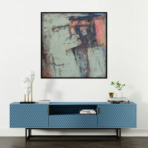 'Untitled 2 (Layers of Expression)' painting by Anuja Paturkar shown on a wall in a furnished room.