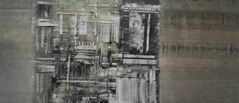 Untitled 202' abstract oil painting by artist Vipta Kapadia, 36x78 inch, on canvas