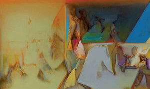 Abstract acrylic painting titled 'Untitled 203', 30x60 inches, by artist Shrikant Kadam on Canvas