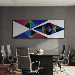 In-situ view of Sandesh Khule's 'Untitled 205 (Intersecting Realities)' painting in a room