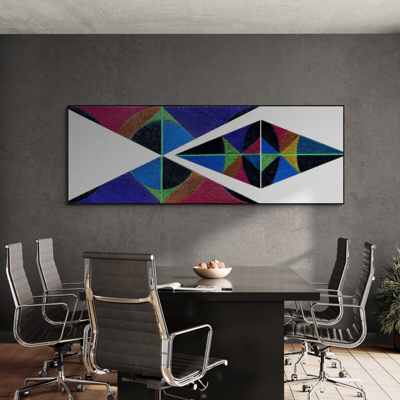 In-situ view of Sandesh Khule's 'Untitled 205 (Intersecting Realities)' painting in a room