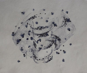 In-situ view of Asif Sharief Shaikh's 'Untitled 206 (Celestial Ballet)' painting in a room