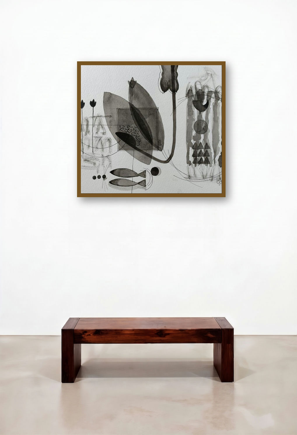 Untitled 207 (Celestial Dance) by artist Narendra Jatav displayed in a Scandinavian Hotel Lobby