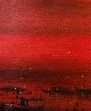 Untitled 21' abstract acrylic painting by artist Rupesh Sonar, 10x8 inch, on canvas