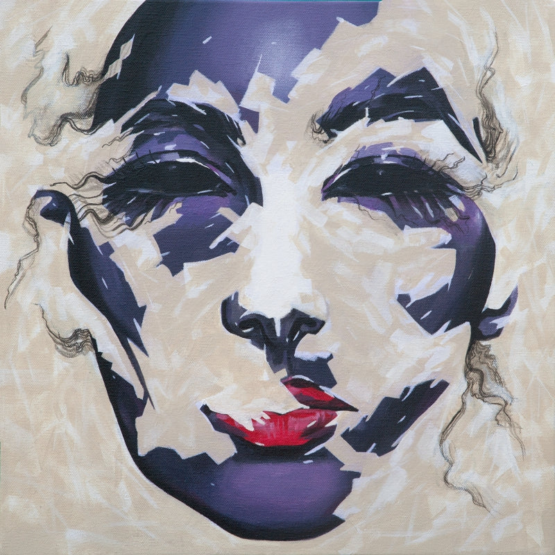 Untitled 21' portrait acrylic painting by artist Vijay Shelar, 16x16 inch, on canvas