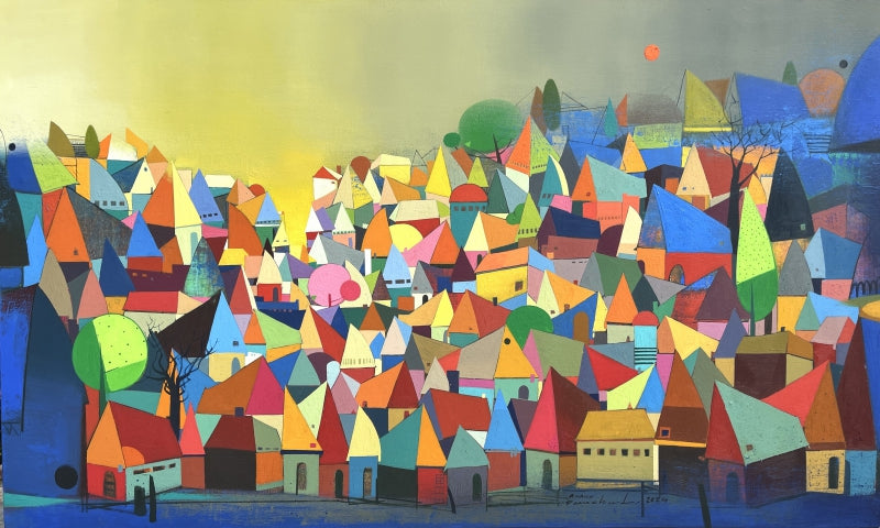 Untitled 21' landscape acrylic painting by artist Anand Panchal, 36x60 inch, on canvas