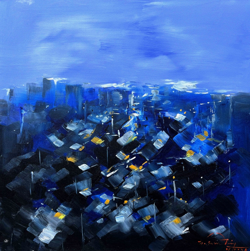 Untitled 21' abstract acrylic painting by artist Solomon Rajendiran, 30x30 inch, on canvas