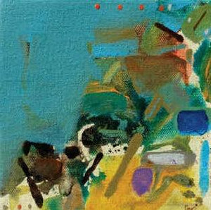 Untitled 213 (Serene Horizon**) by Shrikant Kadam, Original Acrylic Abstract Painting on Canvas, X-Small Square Wall Art