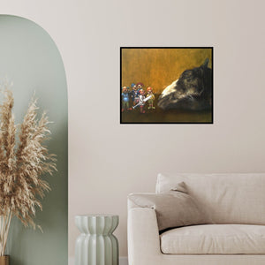 In-situ view of Aditya Puthur's 'Untitled (The Vaccination)' painting in a room